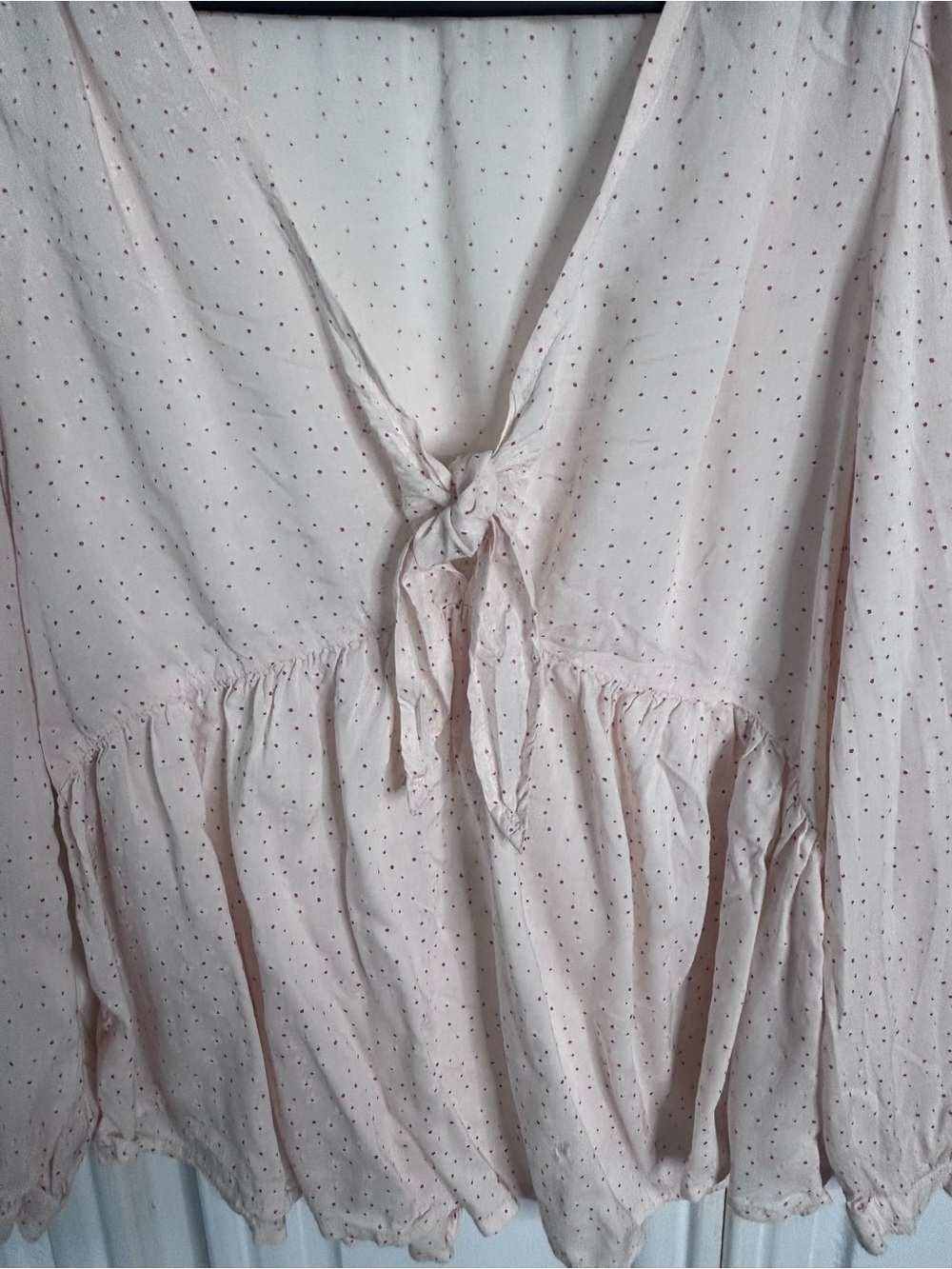Lucky Brand Pale Pink Tie-Front Peplum Blouse XS - Picture 4 of 8